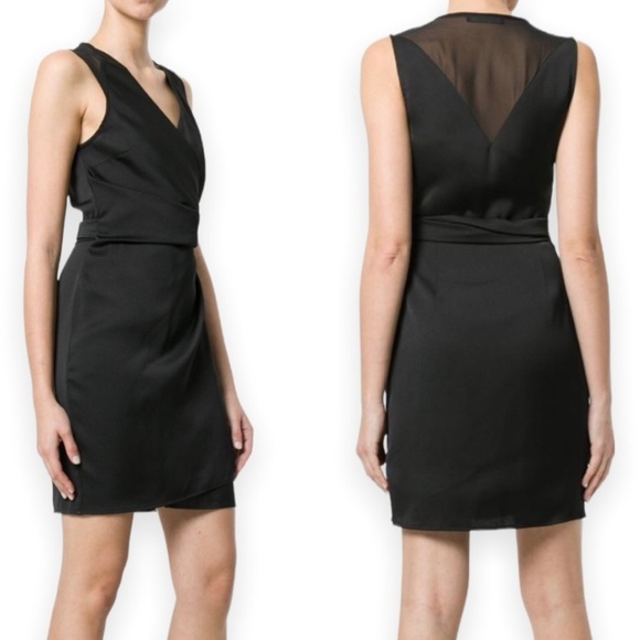 All Saints Women's Black Anika Dress Wrap Style Above Knee Evening - Picture 1 of 10